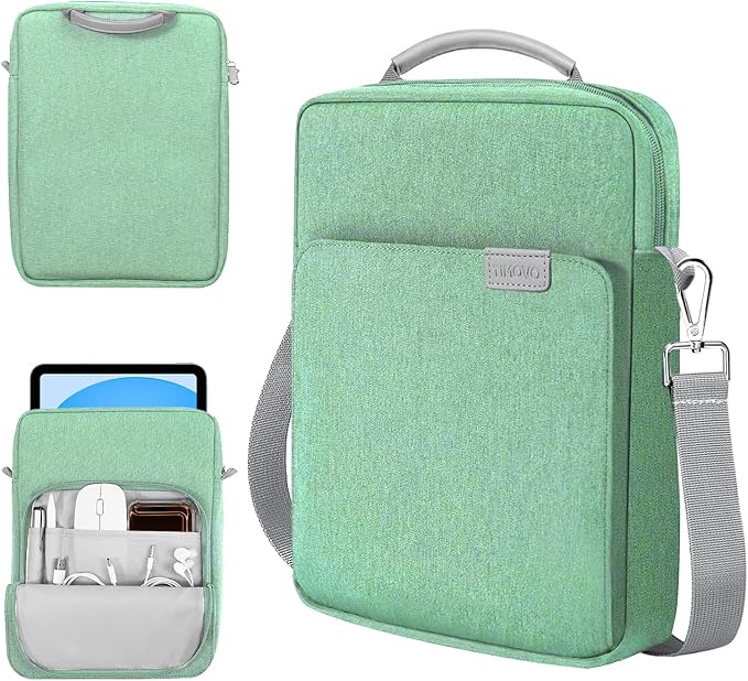 TiMOVO 9-11 Inch Tablet Sleeve Bag with Shoulder Strap for iPad 11-inch A16 2025, iPad 10th Gen. 10.9"/10.2", Galaxy Tab A9+/A11Plus 11", Bodhi Green