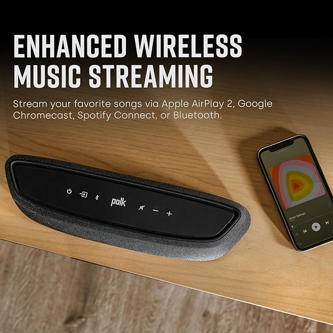 Polk Audio MagniFi Mini AX Sound Bar for TV with Wireless Subwoofer, Dolby Atmos and DTS:X Certified, Polk's patented VoiceAdjust & SDA technologies, Ultra-Compact Design, Easy Setup, Black