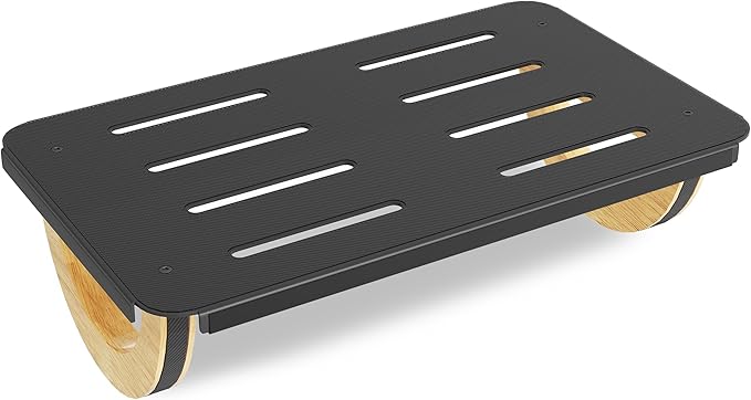 STWWO Ergonomic Rocking Foot Rest for Office, Wooden Footrest for Posture Support & Blood Circulation, Under Desk Chair Foot Rest Metal for Relieve Back, Lumbar Pain