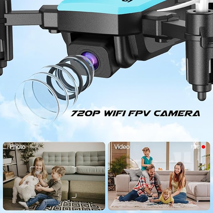 SIMREX Mini Drone with 720P Camera for Kids & Beginners - Foldable RC Quadcopter, Optical Flow Positioning, Altitude Hold, 3D Flip, 2 Batteries 20Min Flight, Safe & Easy Indoor Outdoor Flying Toy Gift (NEW BLUE)