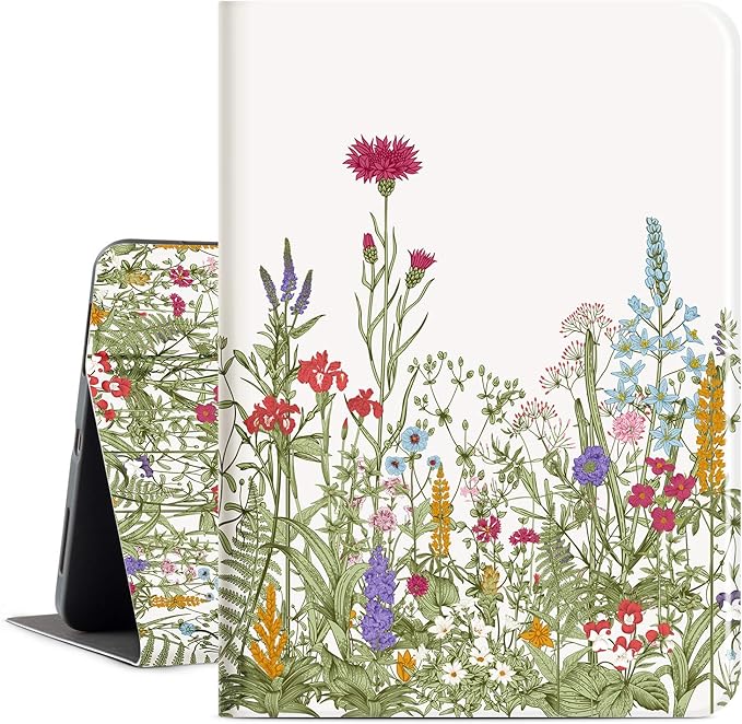 iPad Air 11 Inch Case (M4/M3/M2) 2026/2025/2024, iPad Air 5th/4th Generation Case 10.9 Inch 2022/2020 Women Girls Multi-Angle Viewing with Adjustable Stand Shockproof Auto Wake/Sleep, Flowers