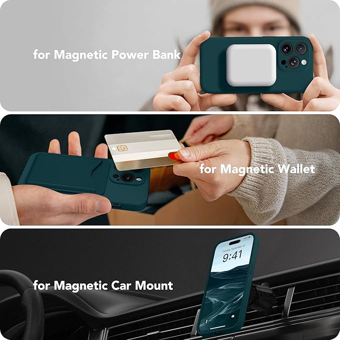 Magnetic for iPhone 15 Pro Case, Compatible with MagSafe, [Full Camera Protection][Screen Protector] Silicone Shockproof Protective Phone Case for iPhone 15 Pro 6.1", Deep Blue