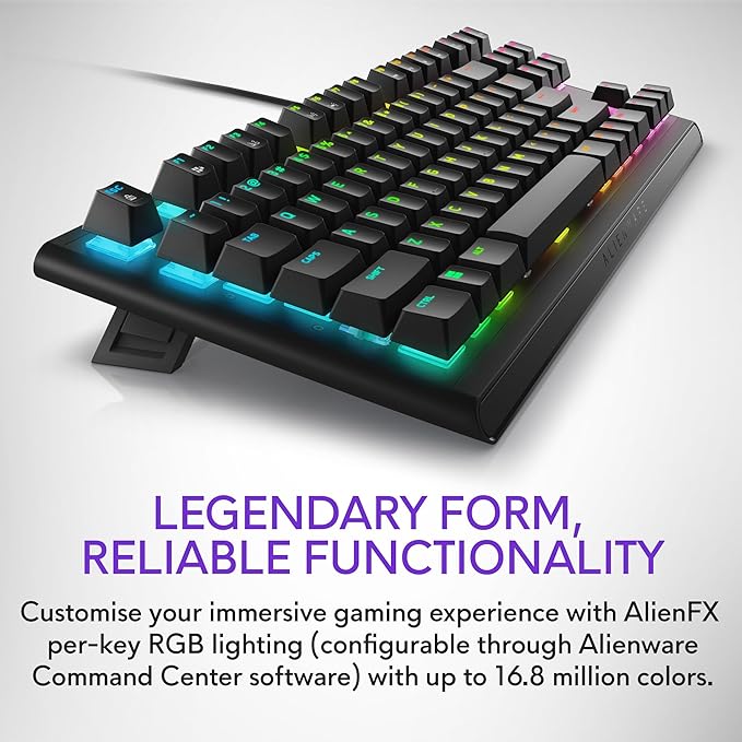 Alienware Tenkeyless Gaming Keyboard - AW420K - Dark Side of The Moon - Wired, Programmable, Cherry MX Red, USB, AlienFX RGB / 16.8 Million Colours
