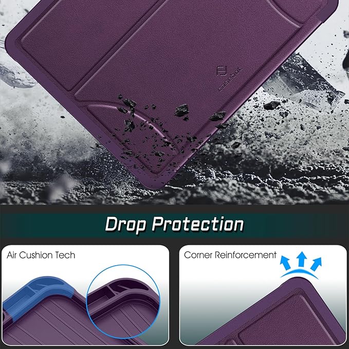 Fintie Magnetic Stand Case for iPad Air 13-inch M4/M3/M2 (2026/2025/2024) - Multiple Angles Shockproof Rugged Soft TPU Cover with Pencil Holder, Auto Sleep/Wake, Purple