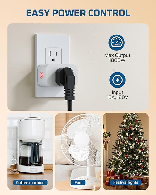 DEWENWILS Matter Smart Plug, Work with Apple Home, Alexa, Google, SmartThings, Smart Outlet with Schedule and Timer, FFS Easy Setup, 100% Privacy 15A/1800W, APP Voice Control, 2.4G Wi-Fi Only, 3 Pack