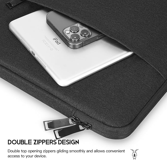 15.6 16 inch Laptop Sleeve Case for HP Omnibook 16, HP Envy, Pavilion 15, ASUS VivoBook 15 16 16X, Acer Aspire 15.6,Lenovo Ideapad 3 15, Dell Inspiron 16 Comptuer Bag -Black