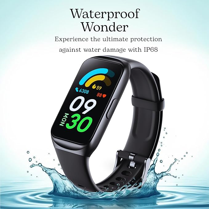 MEHRI Fitness Tracker - Smart Watch with 24/7 Heart Rate, Blood Pressure & Oxygen, Sleep & Stress Monitoring, IP68 Waterproof, Activity Tracker, Step Count, Calories, Distance & More (Black)