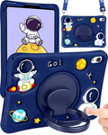 Wazzasoft for iPad mini 7 A17 Pro 2024, for iPad mini 6 Case 8.3 Inch Boys Cute Astronaut Cover Kawaii Spacemen Cool with Rotating Stand + Strap Soft Silicone Funda for iPad mini 7th/6th Gen Cases