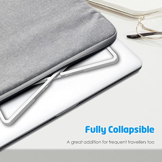 Laptop Stand for Desk - Foldable, Lightweight Aluminum Laptop Riser Holder, Portable Stand for 10-15.6” Laptops, Prevents Overheating with Non-Slip Rubbers, Travel-Friendly, Ergonomic Design