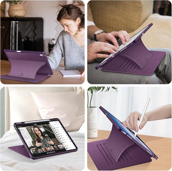 Fintie Magnetic Stand Case for iPad Air 13-inch M4/M3/M2 (2026/2025/2024) - Multiple Angles Shockproof Rugged Soft TPU Cover with Pencil Holder, Auto Sleep/Wake, Purple
