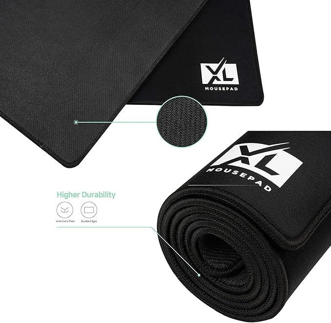 XL Mouse Pad 2XL Huge Extra Large Gaming Mousepad for Full Desk - Super Thick Nonslip Rubber Base and Waterproof Desktop Keyboard Extended Mouse Mat (Black, 2XL (36''x18''))