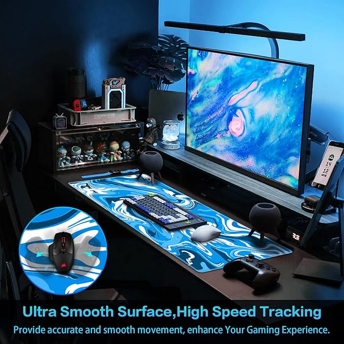 Canjoy Gaming Mouse Pad, Fluid Pattern Mouse Pad 35.4x15.7inch Large Extended Computer Mouse Mat Keyboard Full Desk Mousepad for Gaming, Office, Home
