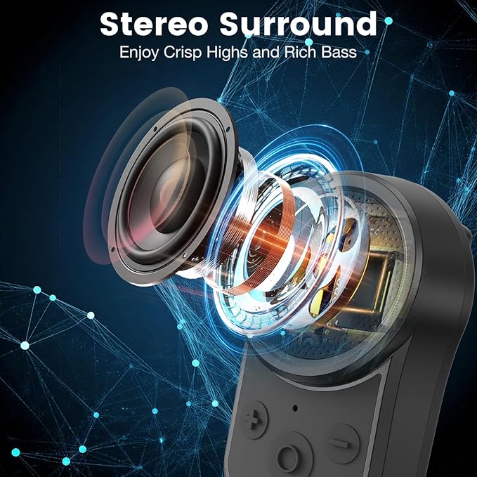 Mini Bluetooth Speaker, Clip-On Portable Speaker with Built-in Mics Hands-Free Music and Calls for Hiking/Biking, Waterproof Adjustable Volume Wearable Bluetooth Speaker, Gifts for Women/Men