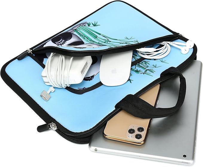 11 11.6 12 12.1 12.5 inches Laptop Sleeve Chromebook Case Ultrabook Case Notebook Sleeve PC Messenger Bag Tablet Case Neoprene Handle Sleeve for Adult Men Women, Two Pockets (Cute Panda)