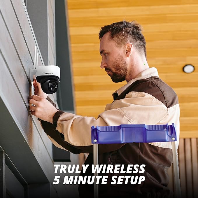 Defender 4G LTE 2K+ AI Frontier PTZ Wireless Outdoor Security Camera, 5W Solar Panel, 360° AI Tracking, Deterrence, 2 Way Talk, 9400maH Battery, Works with Empower App, eSIM Included
