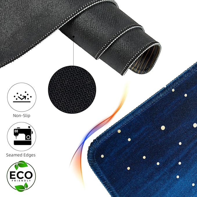Hopipad Large Gaming Mouse Pad for Desk, Desk Mat with Seamed Edges, Waterproof Desk Pad, Non-Slip Rubber Base, 31.5x11.8 Inch Keyboard Pad Computer Mat, Big XL Moon Mountain Line Mousepad