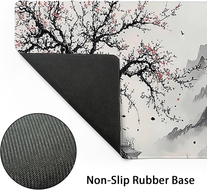 Japanese Mouse Pad XXL 35.4x15.7 Inch Japanese Cherry Blossom Gaming Mouse Pad Non-Slip Rubber Base with Stitched Edges Japanese Anime Desk Mat Extended Large Mousepad for Home Office Gaming Work