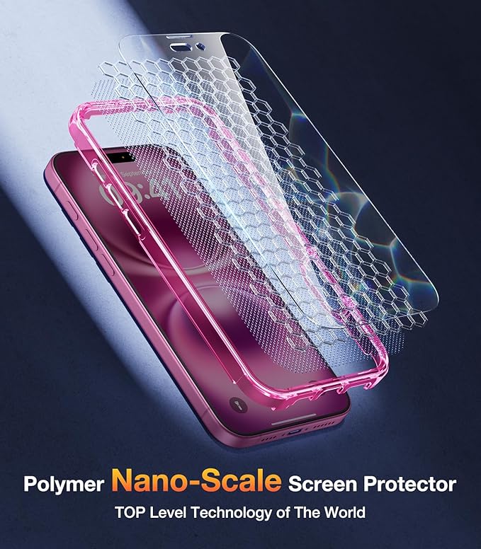 Diaclara Designed for iPhone 16 Plus Case, Full Body Rugged Case with Built-in Touch Sensitive Anti-Scratch Screen Protector, Upgraded [Full Camera Protection] for iPhone 16 Plus 6.7",Clear Pink