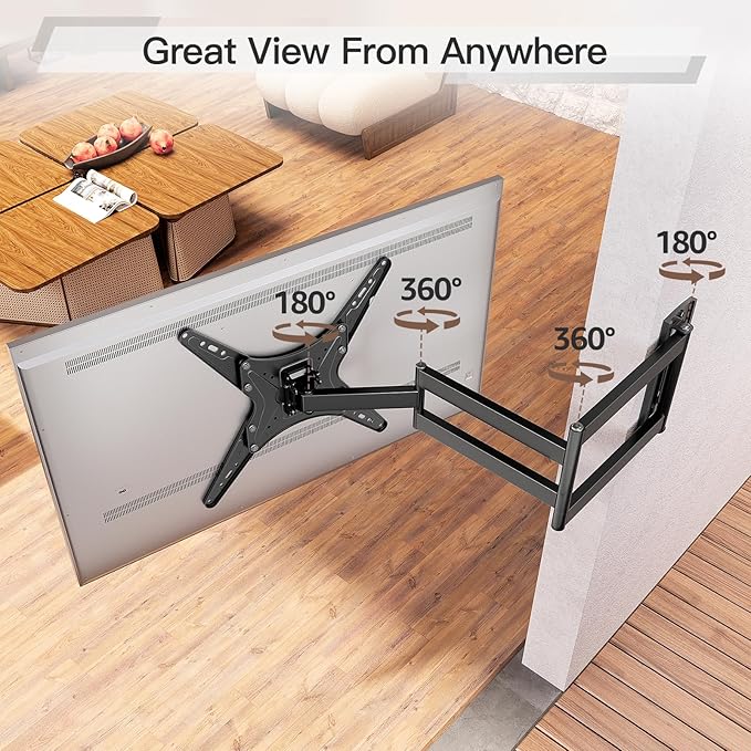 ELIVED Outdoor Long Arm TV Wall Mount for Most 26-65 Inch TVs, 37.4 Inch Long Extension TV Mount Swivel and Tilt, Max VESA 400x400mm, Full Motion Weatherproof Wall Mount tv Bracket Holds up to 77 lbs.