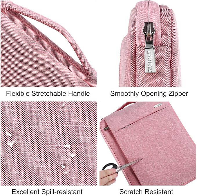 LANDICI 360°Protective Laptop Sleeve 15.6 Inch for MacBook Pro 16 M2/M1, MacBook Air 15,Computer Cover Bag,15-16" HP Dell Asus Lenovo Laptop, Pink