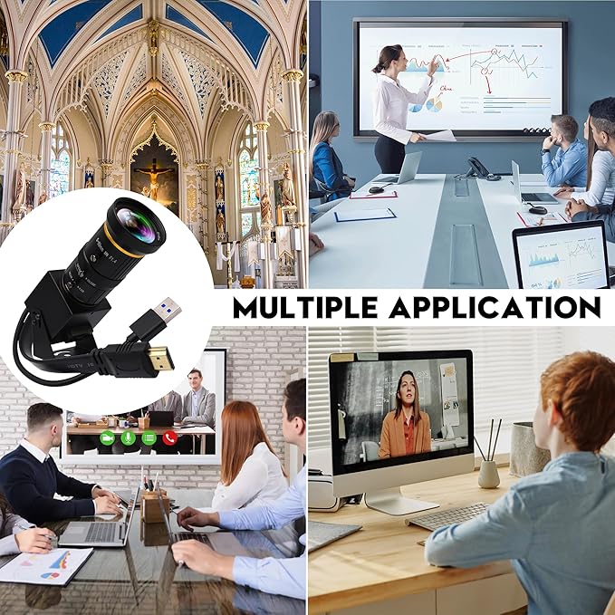 10X Optical Zoom 60fps HDMI USB3.0 Camera 4K High Speed H.264 Simultaneous Output PC Webcam Plug and Play for Computer Security Industrial Live Streaming CCTV Projector