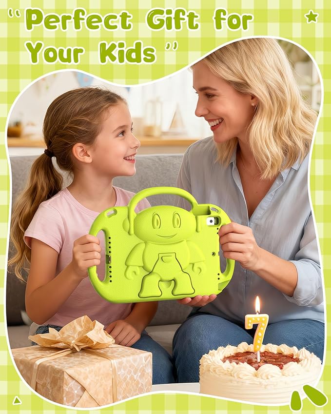 Kids Case for iPad 9th/8th/7th Generation (10.2 inch,2021/2020/2019), Kids Case for iPad Air 3rd Gen 10.5"/Pro 10.5, Durable Shockproof Cover with Shoulder Strap/Handle/Kickstand, Light Yellow