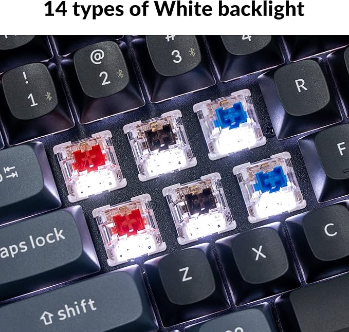 Keychron K2 Pro QMK/VIA Wireless Mechanical Keyboard, Custom Programmable Macro Wired Keyboard with Hot-Swappable K Pro Red Switch White LED Backlight PBT Keycaps for Mac Windows Linux