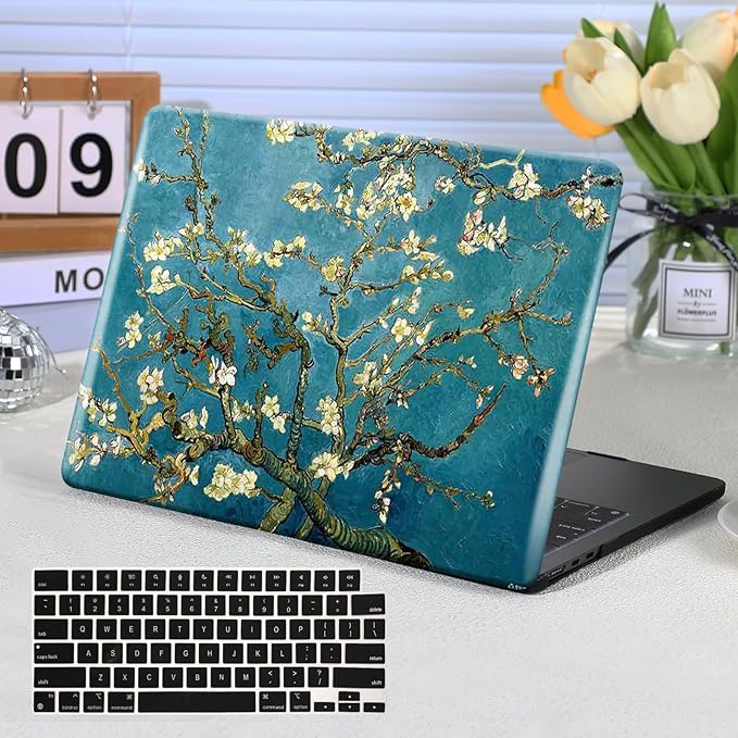 Funut for MacBook Pro 13 inch Case 2025 2024-2016 Release M2 M1 A2338 A2251 A2289 A2159 A1989 A1708 A1706, Plastic Laptop Hard Shell & Keyboard Cover for MacBook Pro 13 Inch, Blossom
