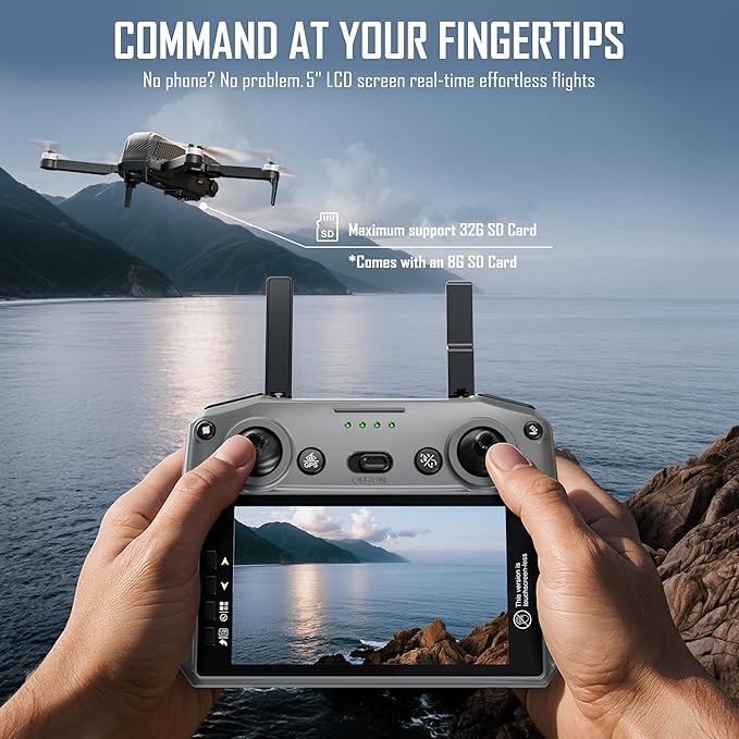 GPS Drone with 4K Camera for Adults, FPV RC Quadcopter, 90-min Flight Time, Auto Return, GPS Follow, Circle Fly, 5-inch LCD Tablet Screen, Brushless Motor, Lightweight Foldable Drone for Beginners