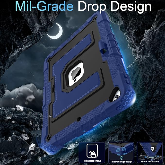 for iPad 9th/ 8th/ 7th Generation Case 10.2 Inch iPad Case 9th Generation with Pencil Holder,Heavy Duty Shockproof Cover for i Pad 10.2 Cases 2021/2020/ 2019,Navy Black
