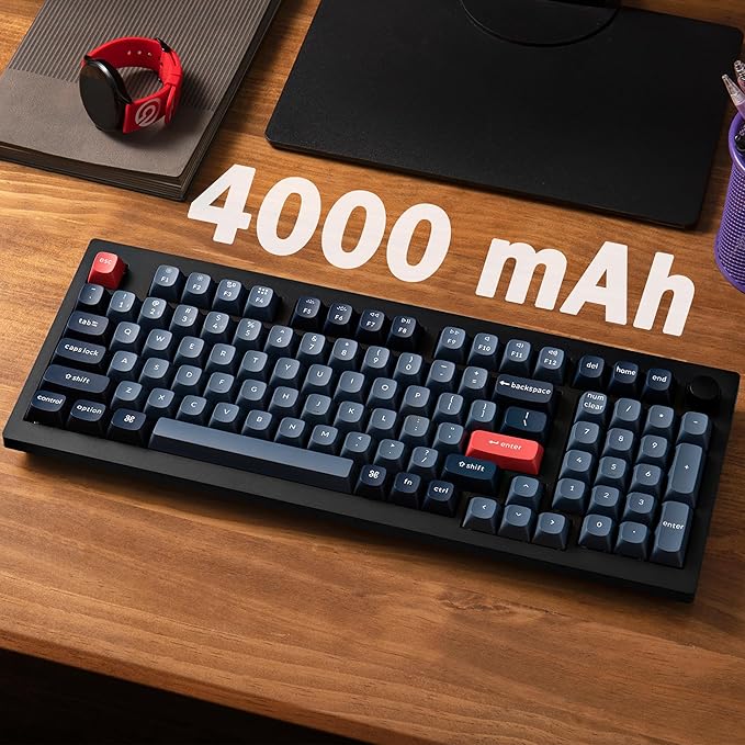 Keychron V5 Max Custom Wirless Mechanical Keyboard, 2.4 GHz/Bluetooth/Wired 3-Mode 100 Keys RGB Backlight QMK/VIA Programmable Macro, Hot-Swap Gateron Jupiter Red Switch PBT Keycaps for Mac Windows