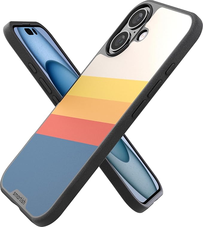 Smartish® iPhone 16 Magnetic Case - Gripmunk Compatible with MagSafe [Lightweight + Protective] Slim & Thin Grip Cover with Microfiber Lining for Apple iPhone 16 - Striped Up