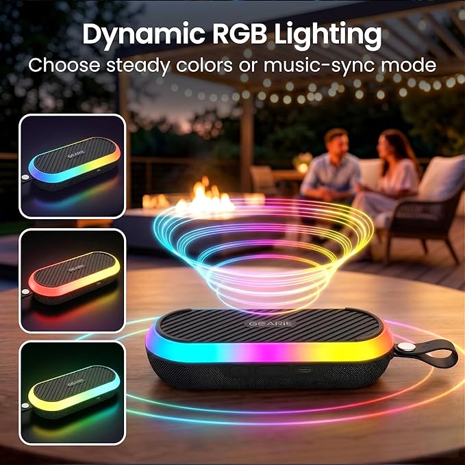 GEARit Magnetic Golf Cart Bluetooth Speaker, 16W Loud Waterproof Portable Speaker, Wireless BT5.3 Golf Audio with RGB Light, TWS Pairing for Outdoor, Beach, Golf Accessories Gifts for Men