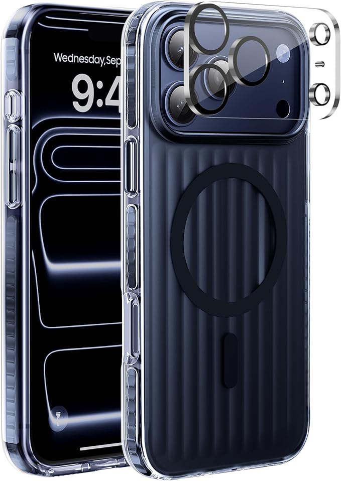 Strong Magnetic for iPhone 17 Pro Max case,1XLens Protector[10Ft Military-Grade Protection] Compatible with fit MagSafe Shockproof Slim Thin Cover case for iPhone 17 Pro Max 6.9 inch, Deep Blue Metal