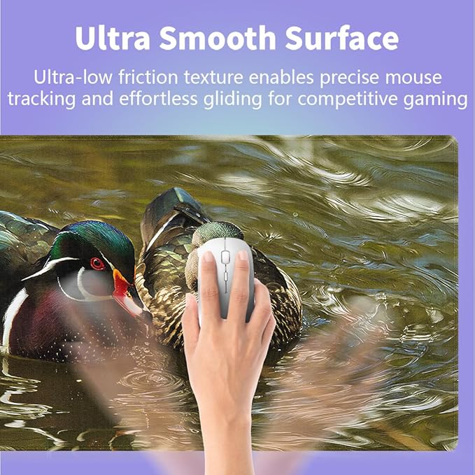Large Gaming Mouse Pad (31.5" x 15.8") - Male and Female Wood Ducks, Extra XXL Extended Office Accessories, Premium Stitched Anti-Slip Office Desk Mat