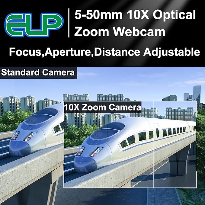 ELP 4K USB Camera with Microphone 5-50mm Varifocal Lens Manual Zoom Webcam 8MP IMX317 Sensor 3840x2160@30fps UVC for Windows, Linux, Mac, Raspberry Pi, etc.