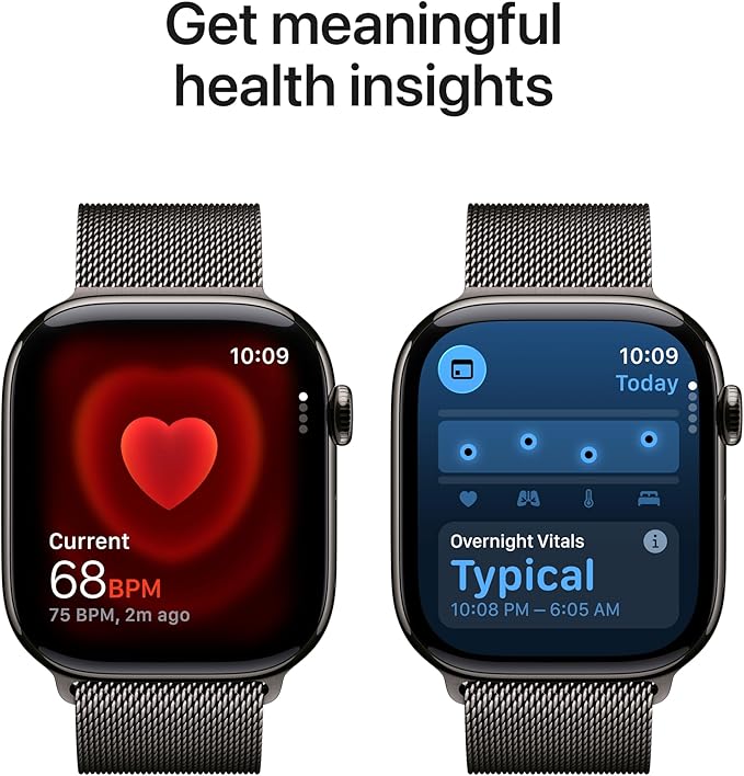 Apple Watch Series 11 [GPS + Cellular 46mm] Smartwatch with Slate Titanium Case with Slate Milanese Loop - M/L. Sleep Score, Fitness Tracker, Health Monitoring with AppleCare+ (2 Years)