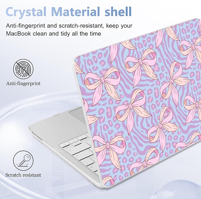 Case for 2026 MacBook Neo 13-inch Laptop with Liquid Retina Display, Release Model A3404, Sturdy Plastic Hard Shell Case + Keyboard Cover + Trackpad Film + Dust Plug, Leopard Bow