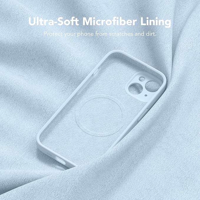 Magnetic for iPhone 14 Case, Compatible with MagSafe, [Full Camera Protection][Screen Protector] Silicone Shockproof Protective Phone Case for iPhone 14 6.1 inch, Light Blue