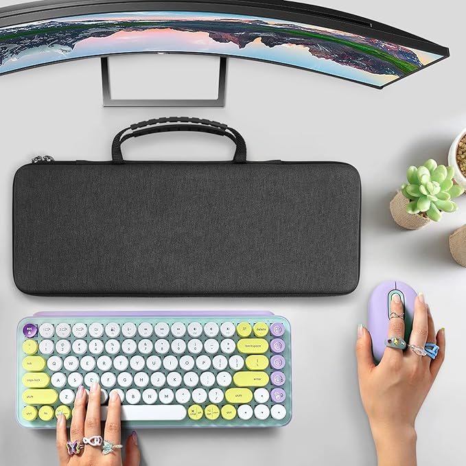GEEKRIA 75% Keyboard Case, Hard Shell Travel Bag for Compact 84 Key Computer Mechanical Gaming Keyboard, Compatible with Logitech POP Keys/POP ICON Combo/MX Mechanical Mini (Dark Gray)