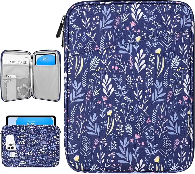 Dadanism 9-11 Inch Tablet Sleeve Bag Carrying Case for iPad (A16) 11th Gen 11", iPad 10th Gen 10.9" Air 5/4, iPad Air M4/Pro M5 11", iPad 9/8/7th Gen 10.2", Galaxy Tab A11+ Plus 11", Branche Dark Blue