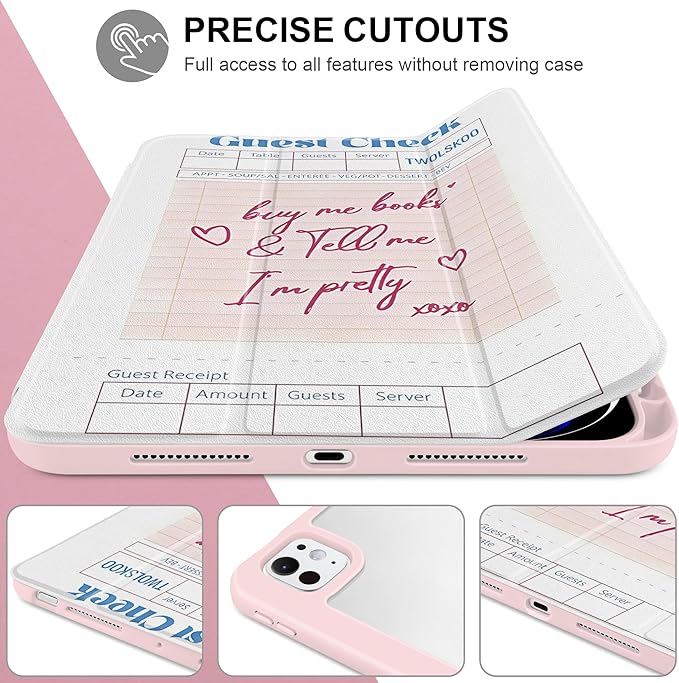 TWOLSKOO Case for iPad Pro 11-inch (M5 2025 / M4 2024), Clear Acrylic Back with TPU Bumper, Pencil Holder, Trifold Stand, Auto Sleep/Wake, Guest Check