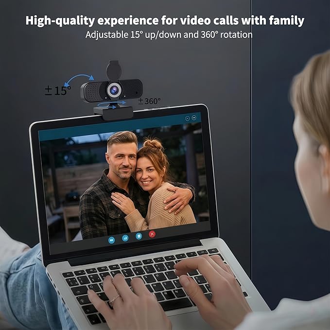 4K Webcam with Autofocus & Tripod, Camera for PC Laptop with Dual Microphone, USB Computer Camera with Low Light Correction, Auto White Balance, Video Camera for Streaming, Meetings, Office, Zoom