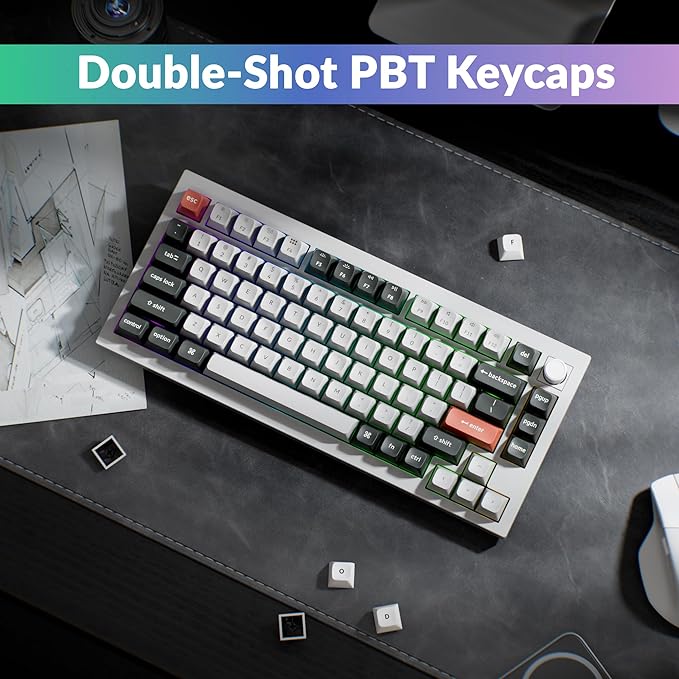 Keychron Q1 Ultra 8K 75% Wireless Mechanical Keyboard, Aluminum Hot-Swappable RGB, Banana Switch, 82 Keys, 600h Battery Life, 2.4GHz/Bluetooth/Wired, ZMK Programmable, Mac Windows Linux – White