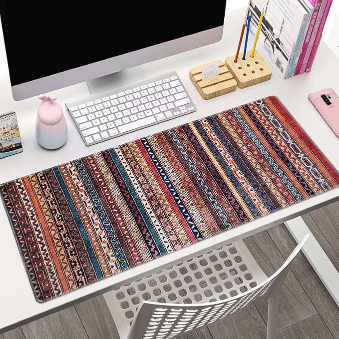 Cute XL Gaming Mousepad - Turkish Carpet Pattern Desk Pad - 31.5''X 11.8'' - Cute Desk Decor & Accessories