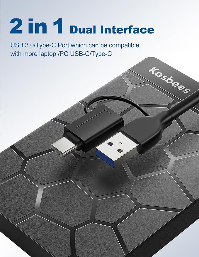 1 TB External Hard Drives,Portable Hard Drive for Windows,Ultra Slim External HDD Store Compatible with PC, MAC,Laptop,PS4, Xbox one, Xbox 360;Plug and Play Ready