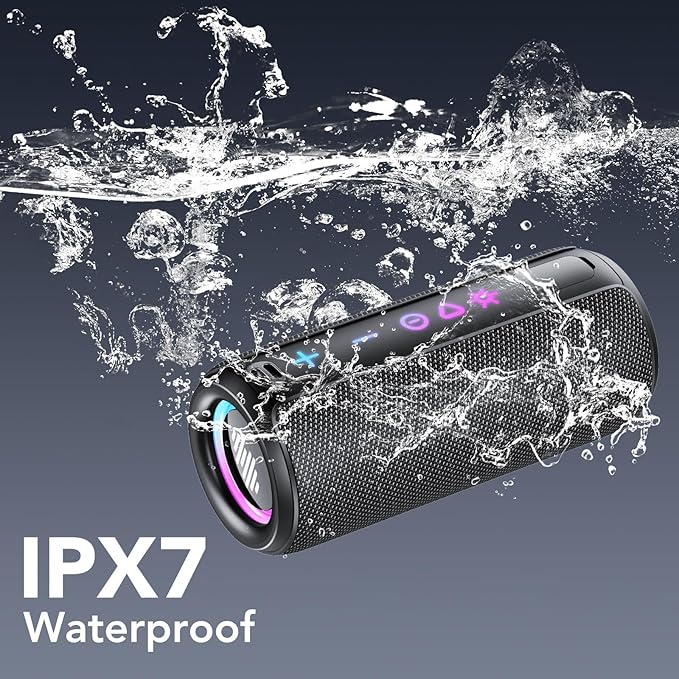 Portable Speaker Bluetooth 5.4, 25W Super Loud Wireless Speaker: Boost Bass 3.0, 30H Playtime, 8 RGB Modes, IPX7 Waterproof, TWS Pairing, for Outdoor/Home/Party, Gift Ideas