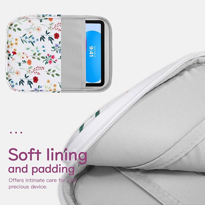 Dadanism 9-11 Inch Tablet Sleeve Bag Carrying Case for iPad (A16) 11th Gen 11", iPad 10th Gen 10.9" Air 5/4, iPad Air M4/Pro M5 11", iPad 9/8/7th Gen 10.2", Galaxy Tab A11+ Plus 11", Blooming Bouquet