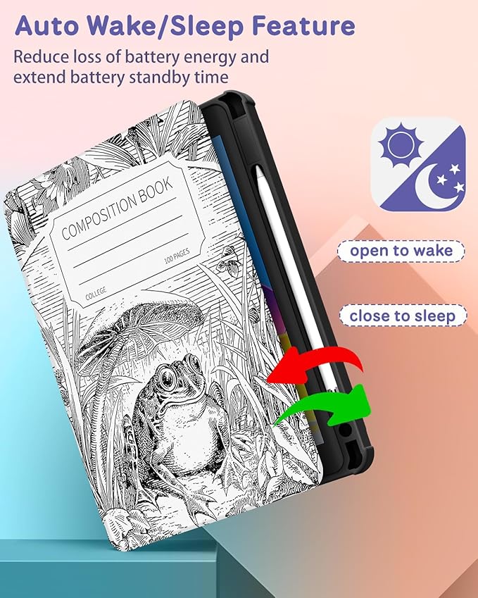 Uppuppy for iPad Pro 12.9 Case Folio Cover with Pencil Holder Women Girls Cute Girly Teens Cool Pretty Aesthetic Animals Design Rotating Stand for Apple iPad Pro 12.9 Inch Cases 2022/2021/2020/2018