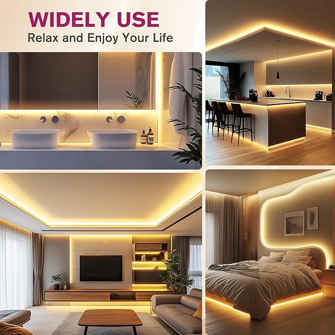 EMITEVER COB LED Strip Lights Warm White, 3000K Tape Light Premium High Density, DC 24V, 360+Lumens/ft, 2560LEDs/Spool, Ra 90+, 16.4ft/5m, UL Listed 5 Year After-Service (power supply sold separately)